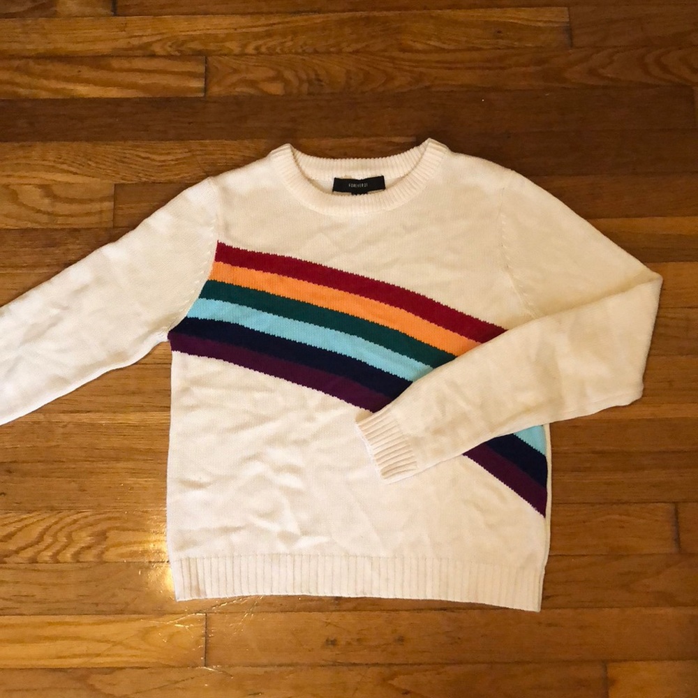 White rainbow stripe sweater